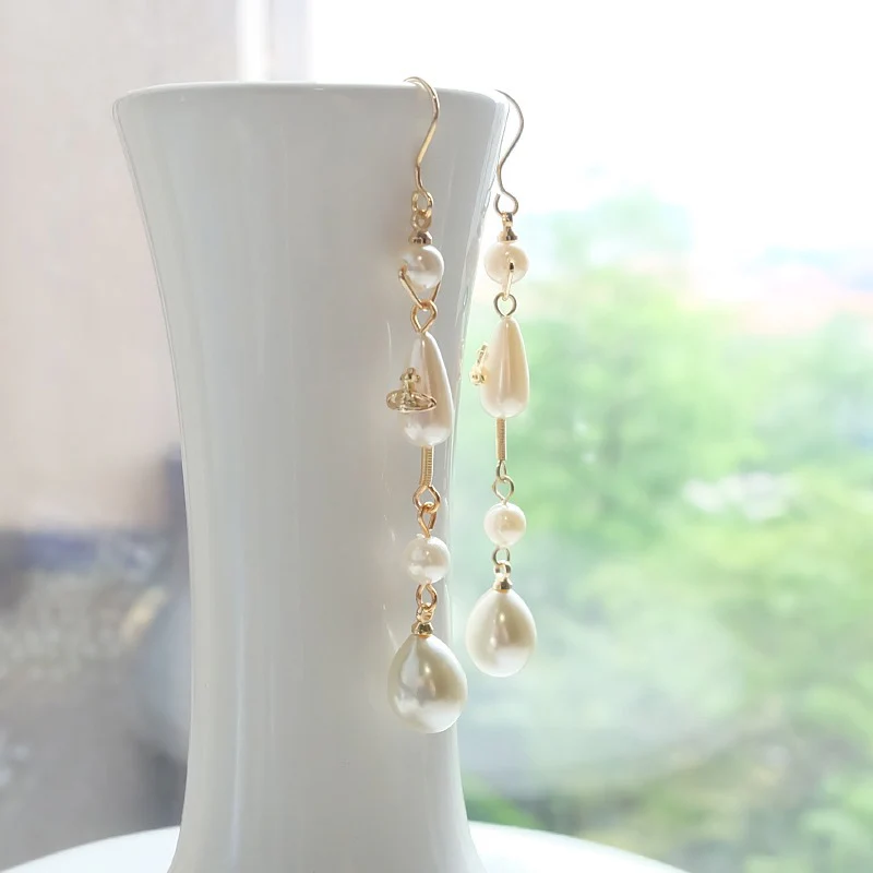 VIVI Teardrop Pearl Saturn Earrings | Best Replica Jewelry™
