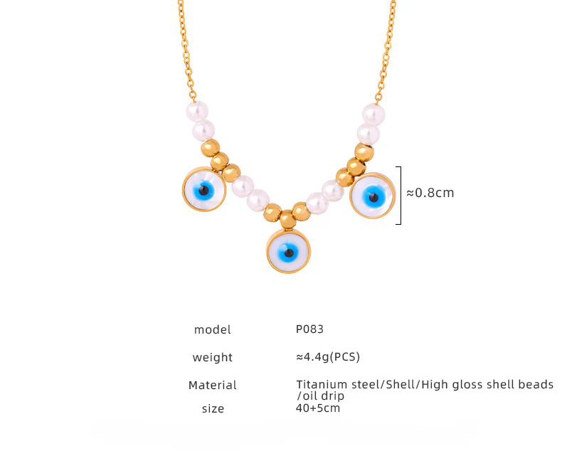Floating Pearl and Evil Eye Necklace