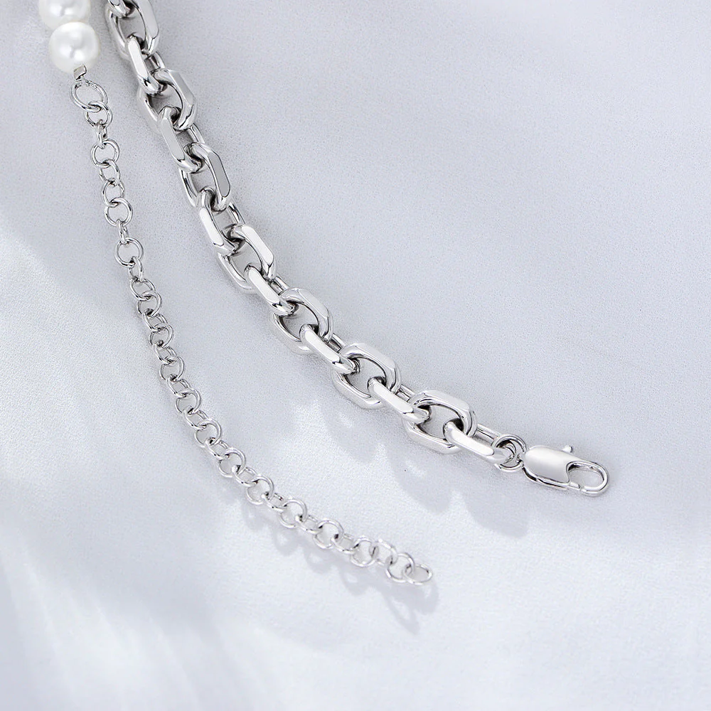 Half Pearl Half Chain Necklace