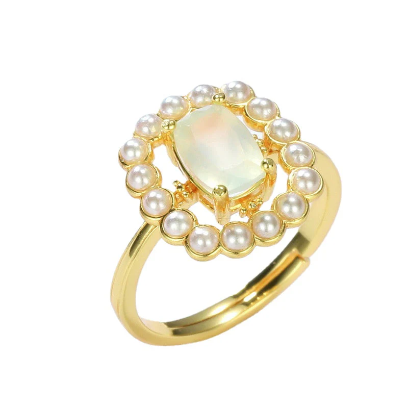 Natural Grape Stone Pearl Ring