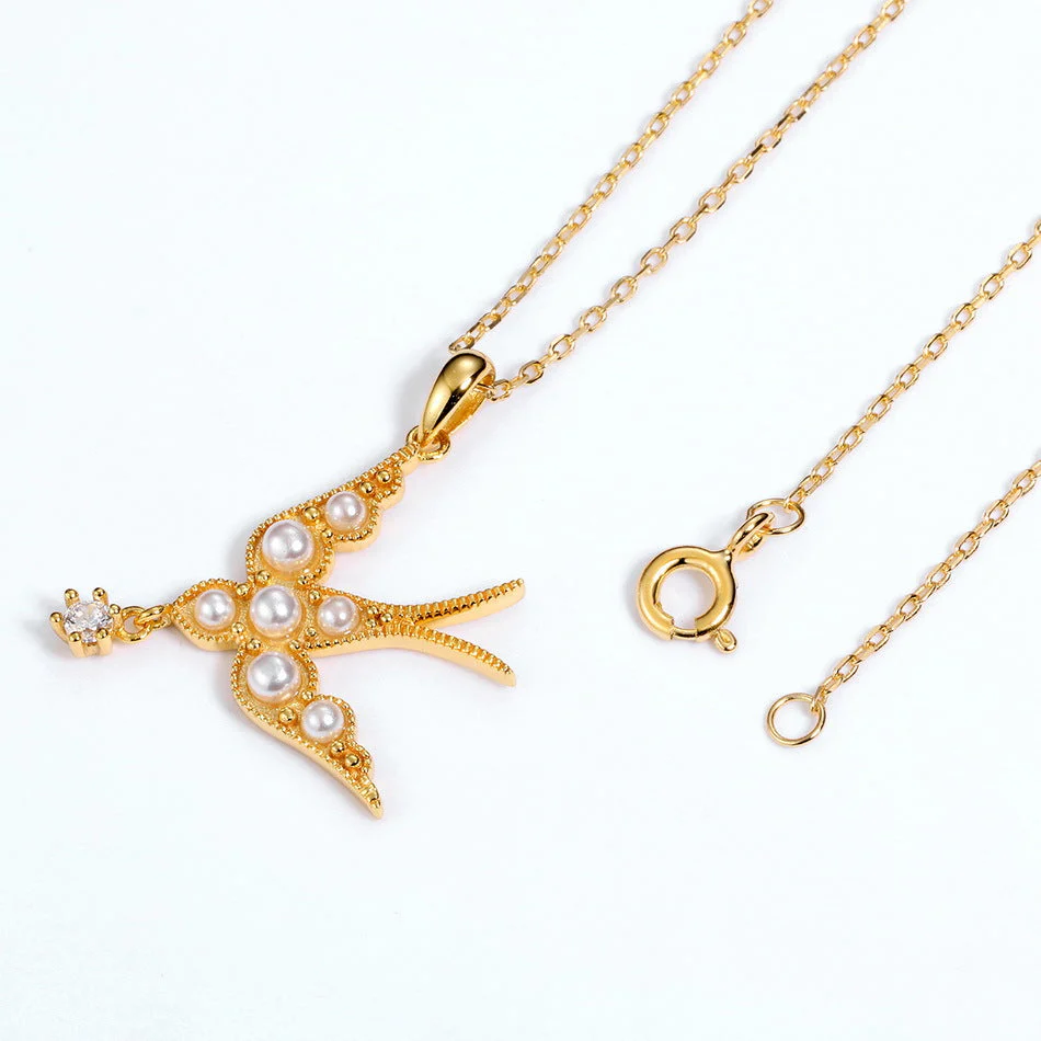 Peace Dove With Pearl Pendant