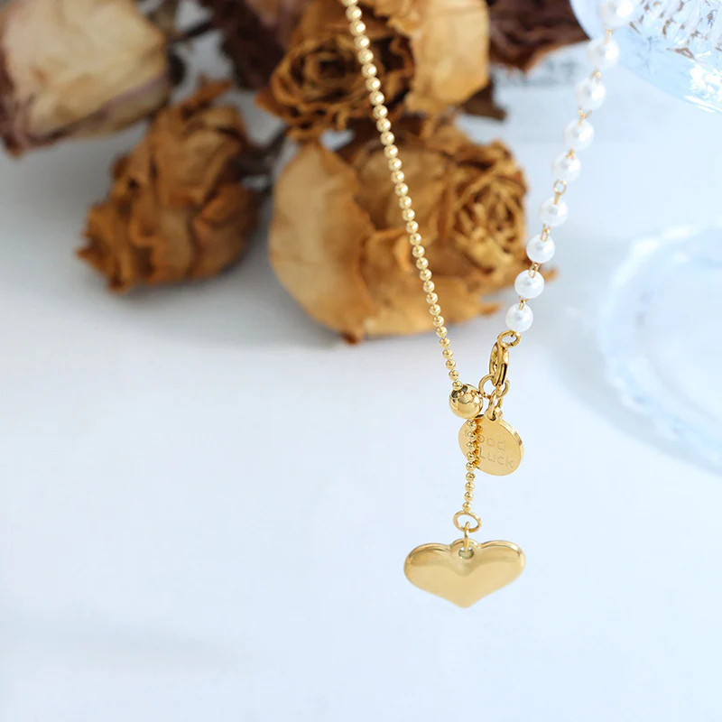 Adjustable Good Luck Coin Heart Pendant Y Necklace