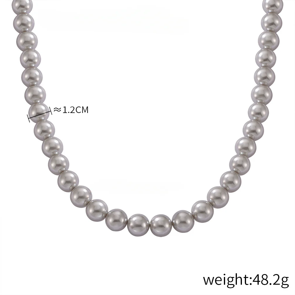 8mm 10mm 12mm White Grey Brown Pearl Bead Necklace