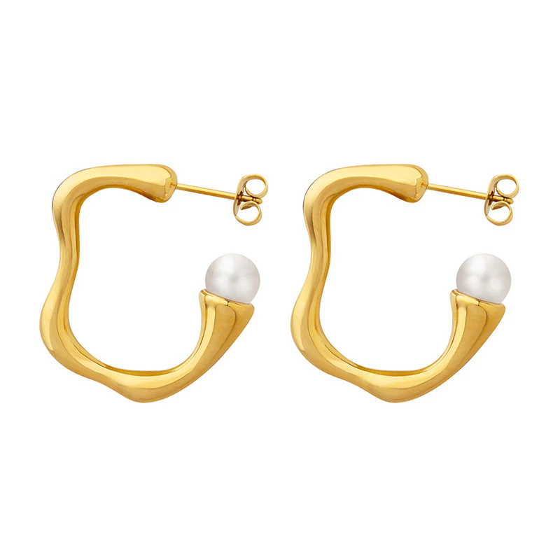 Geometric Irregular Pearl Earrings