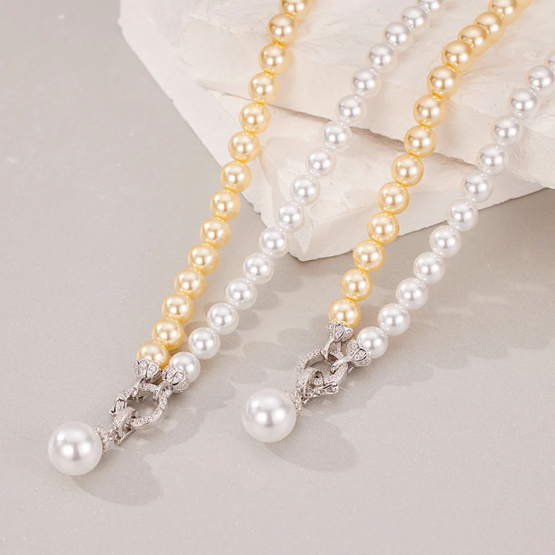 Half Gold Half White Pearl Necklace