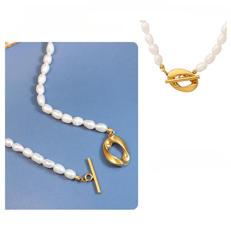 Oval OT Clasp Pendant Freshwater Pearl Necklace