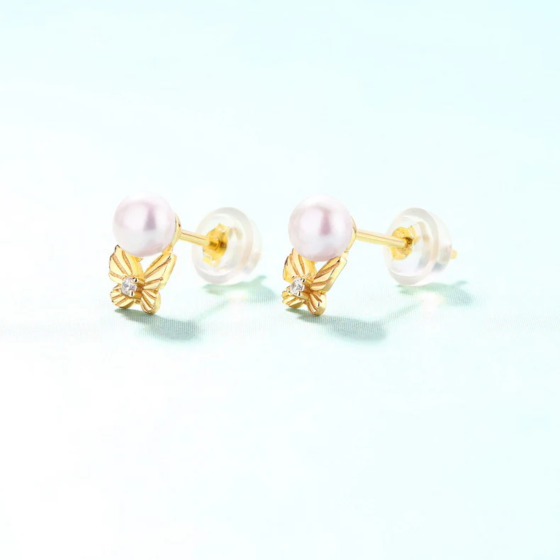 Butterfly Pearl Earring Studs