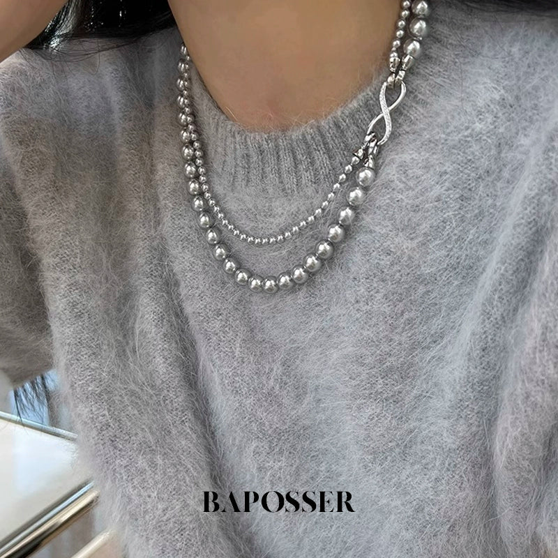 正品施家澳白双层珍珠项链轻奢小众颈链锁骨链2024新款送女友礼物
