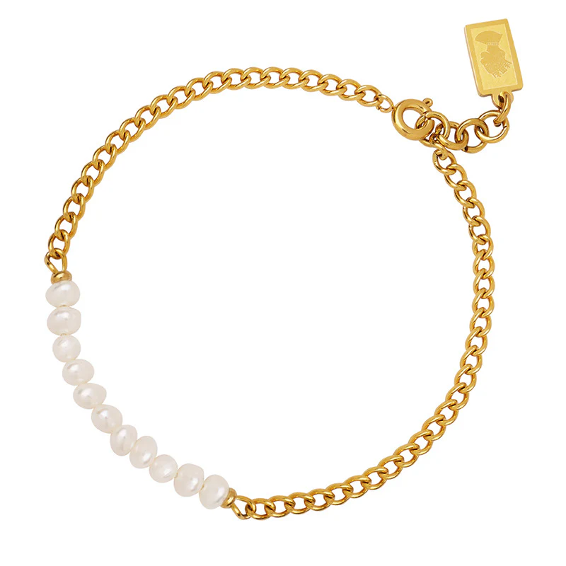 O Chain and Freshwater Pearl Beaded Bracelet