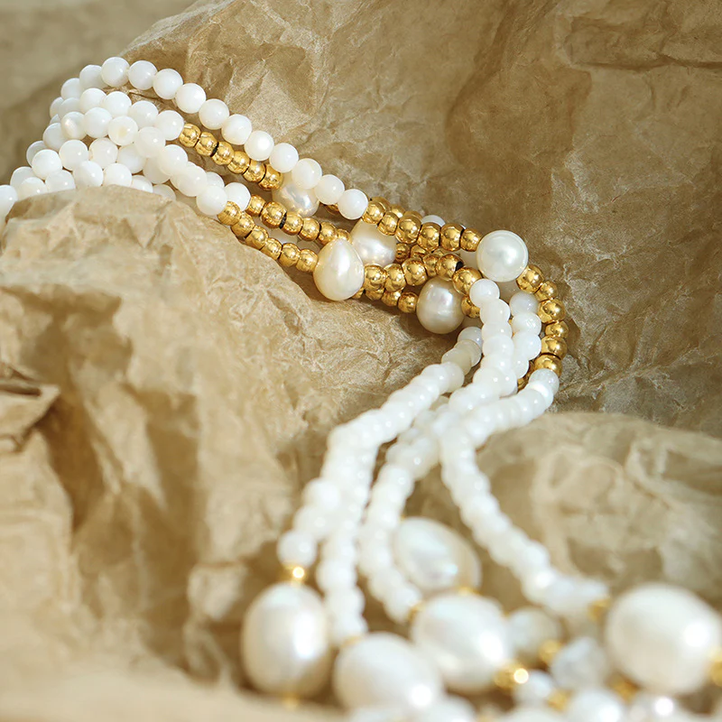 Shell Pearl and Freshwater Pearls Beaded Necklace