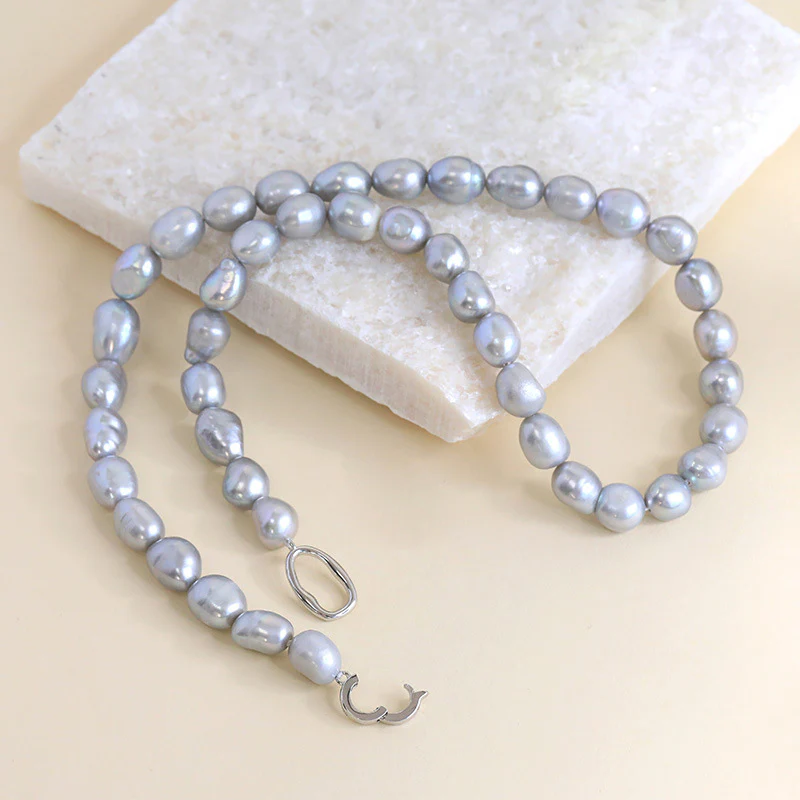 Natural Gray Baroque Pearl Necklace
