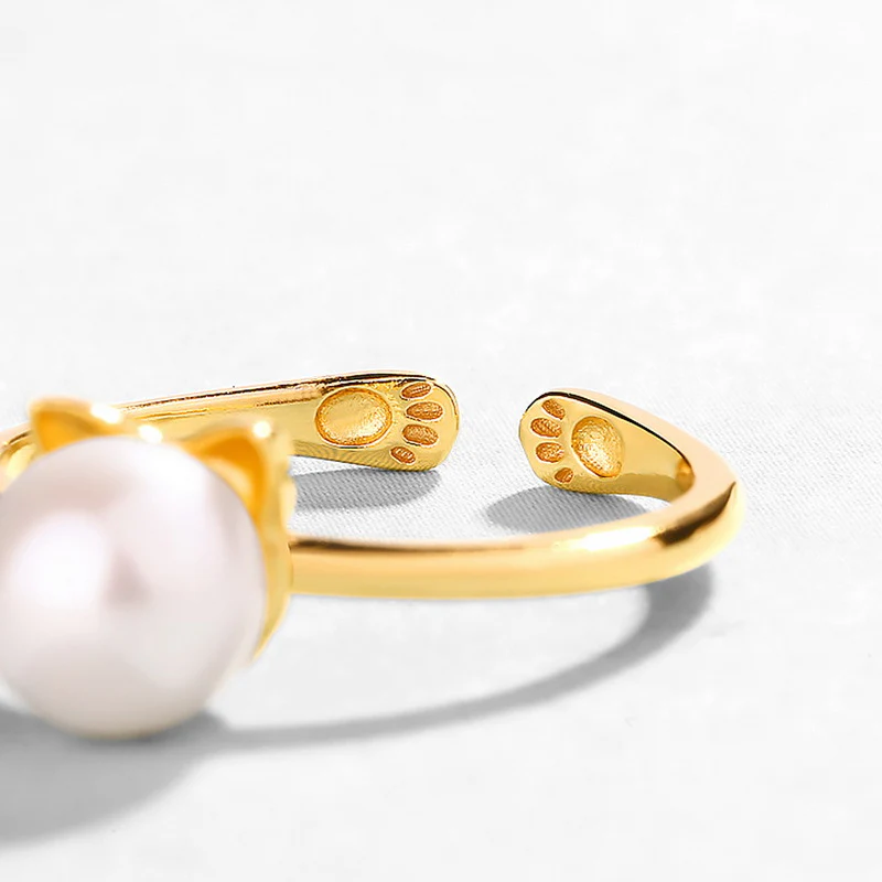 Cute Cat Pearl Ring