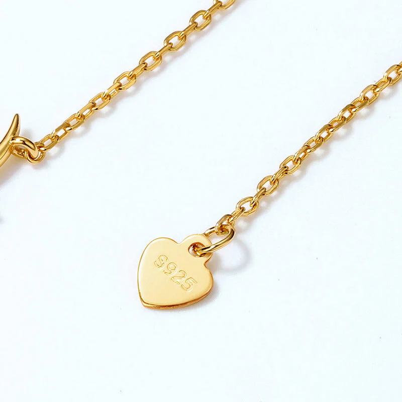 Pearl Pendant Moon and Star Necklace