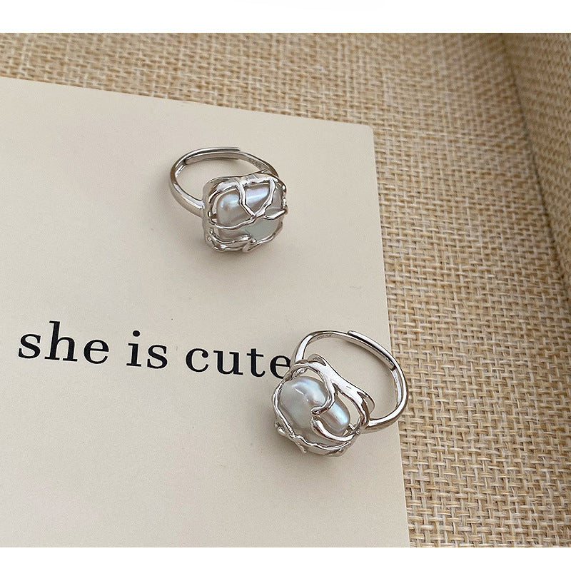 Designer Luxury Baroque Pearl Ring