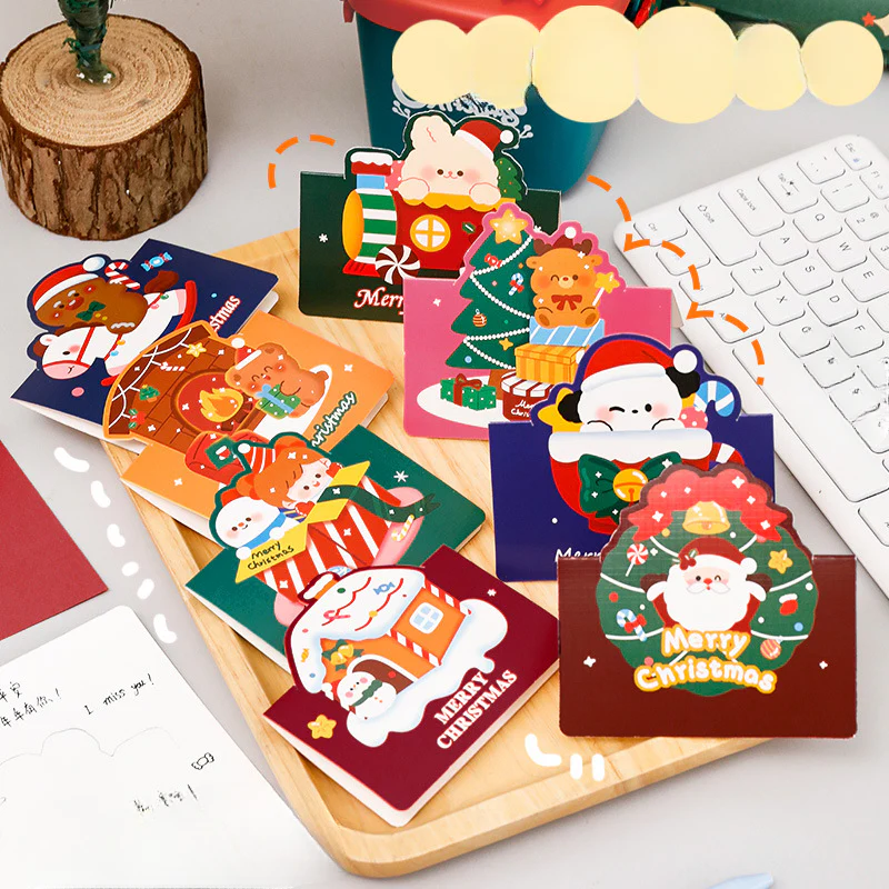 Cartoon Christmas Greeting Cards with Envelope - Random Delivery