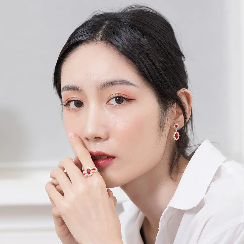 Red Onyx And Pearl Ring