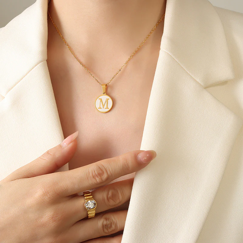 A-Z Initial Round Coin Pendant Letter Necklace