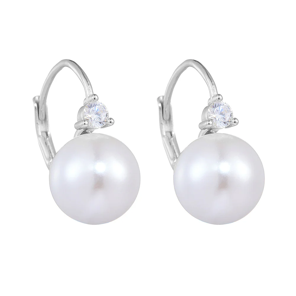 Zircon 10mm Pearl Earrings