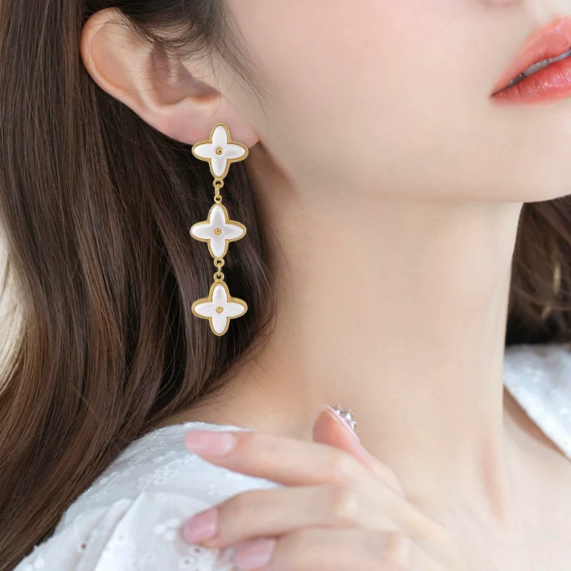 Tassel Four Leaf Clover Earrings