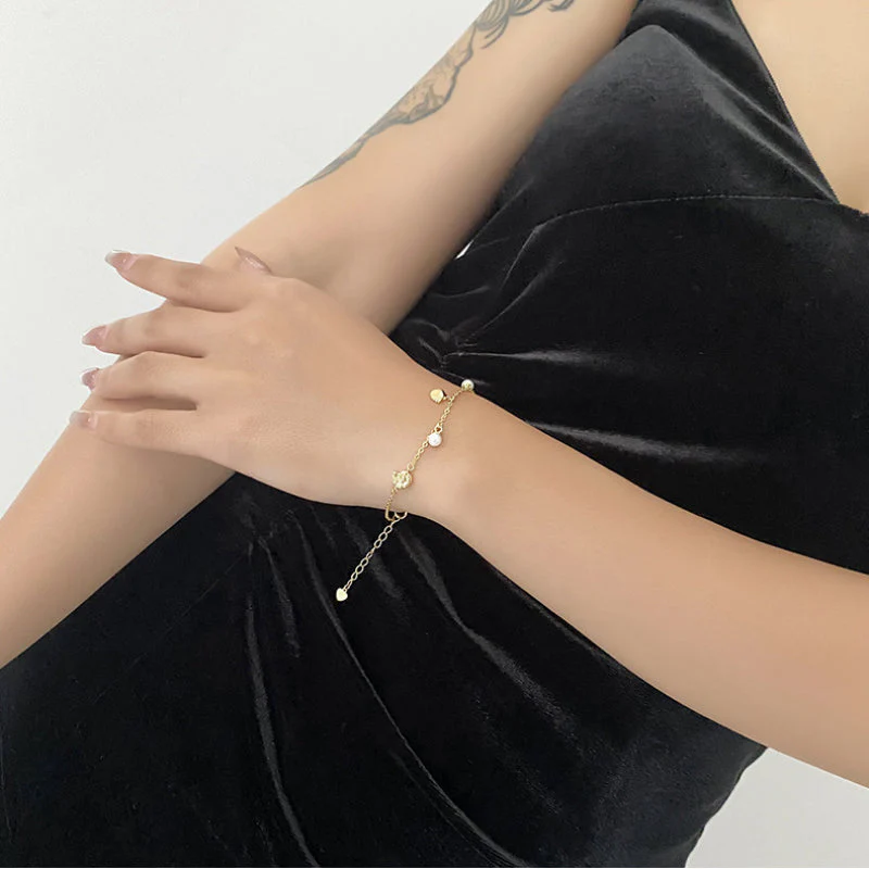 Gold Bracelet With Pearl Charm