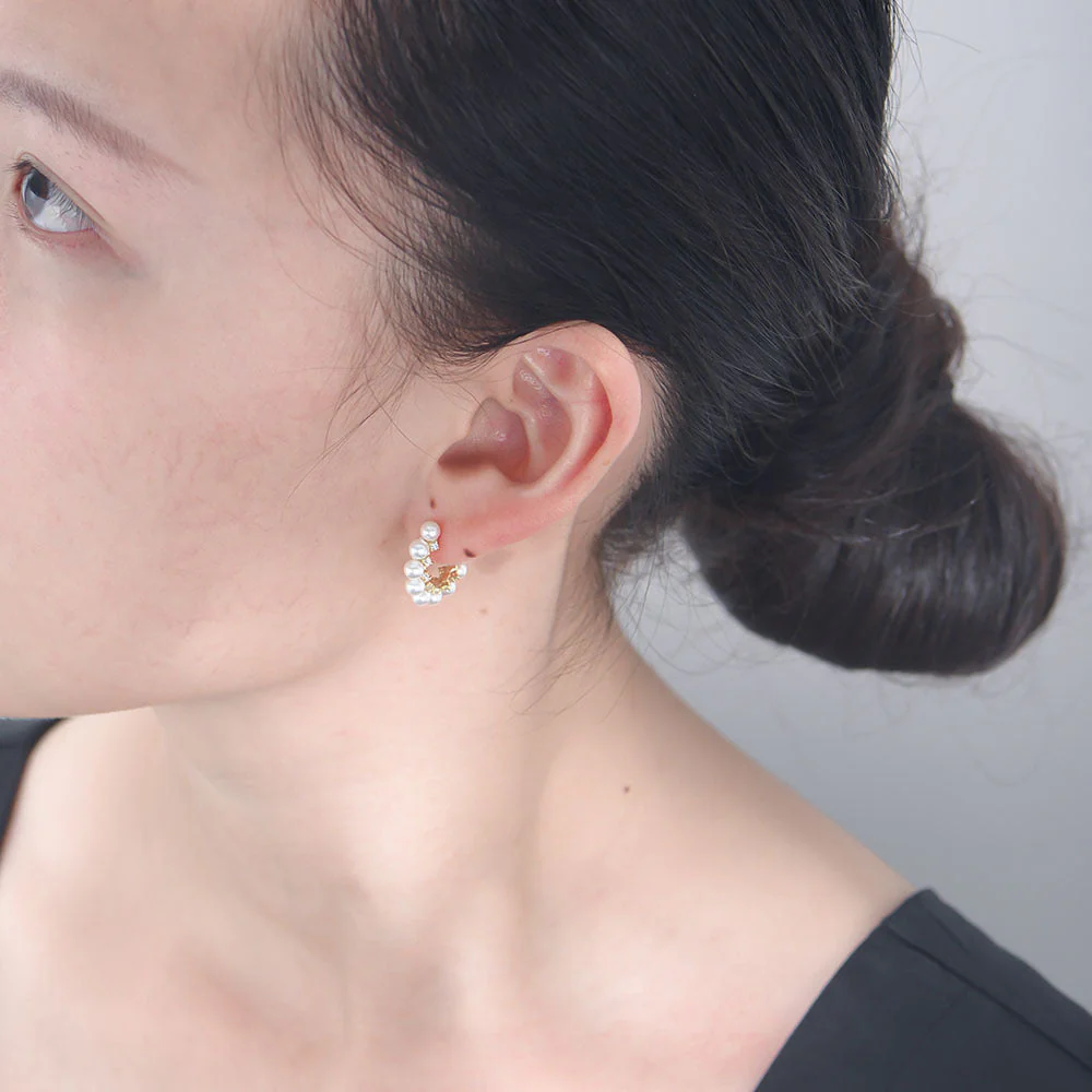 Personality Half Hoop Pearl Earrings