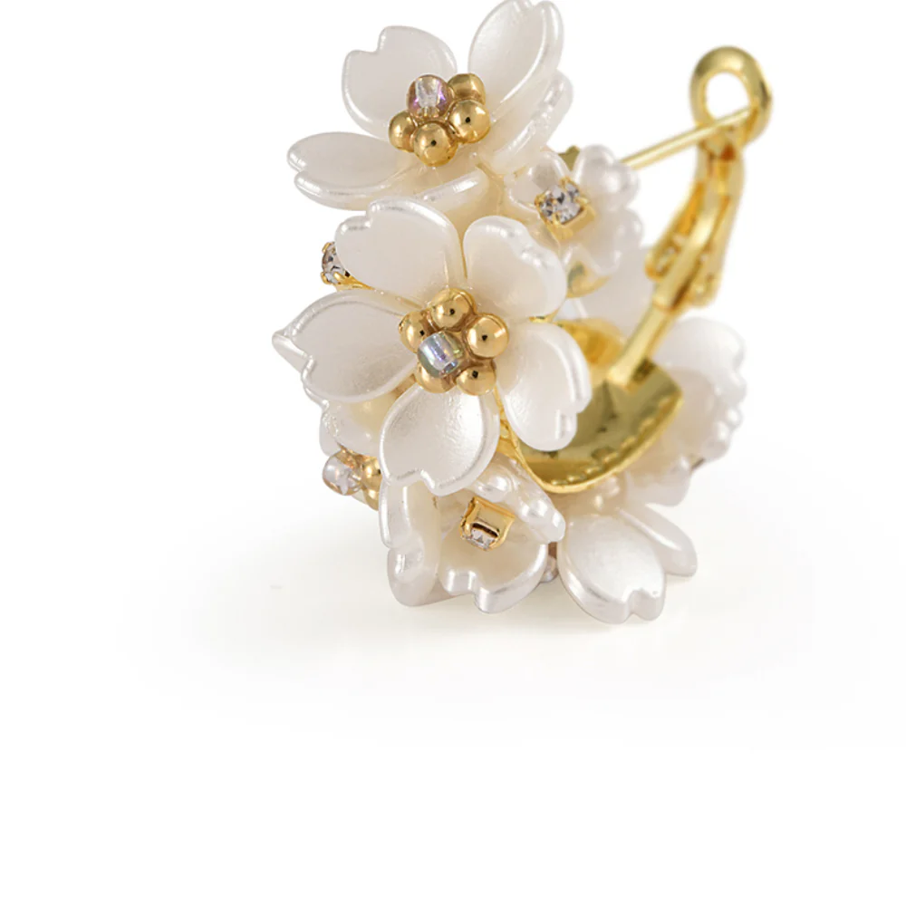 Flower Gold Pearl Earrings