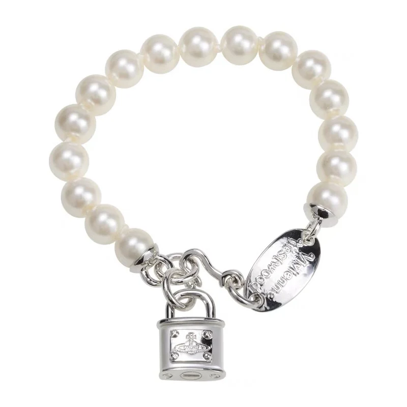 VIVI Lock Charm Pearl Bracelet | Best Replica Jewelry™
