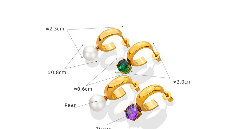AB Asymmetrical Green Purple Zircon Pearl Earring
