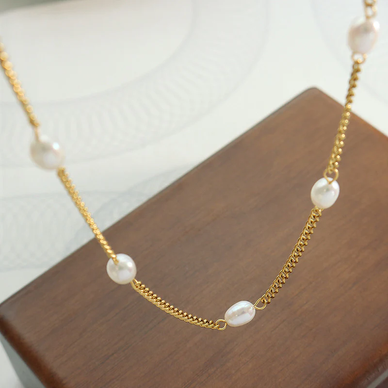 Freshwater Pearls Splicing O Chain Necklace