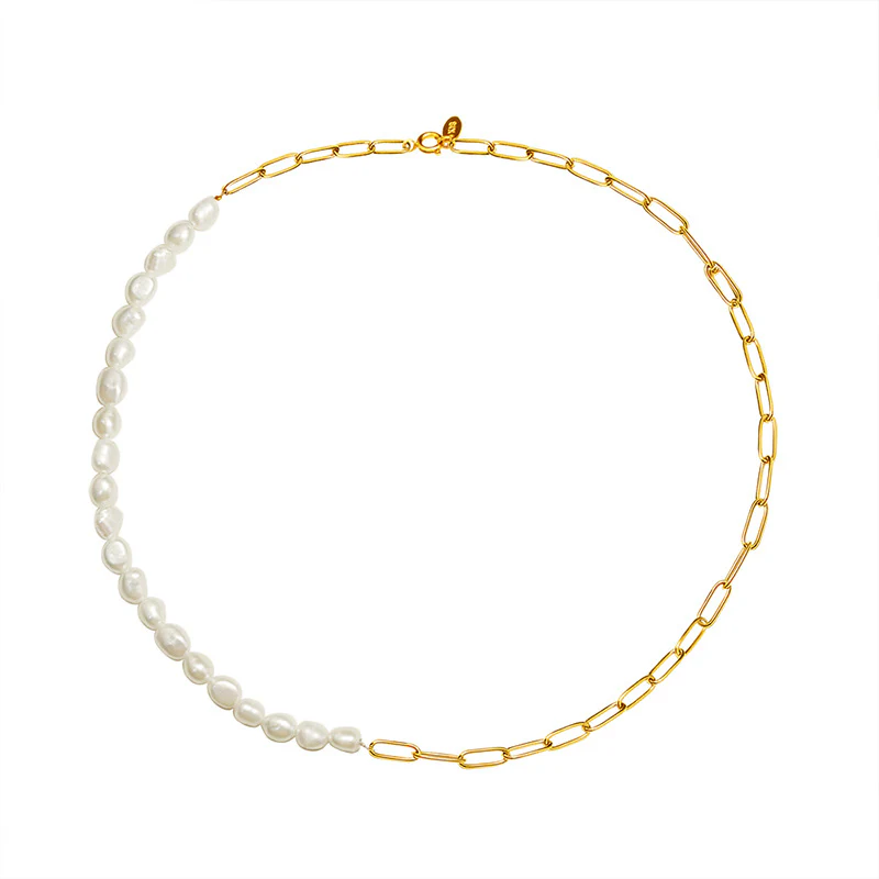 Choker Half Pearl Half Chain Necklace