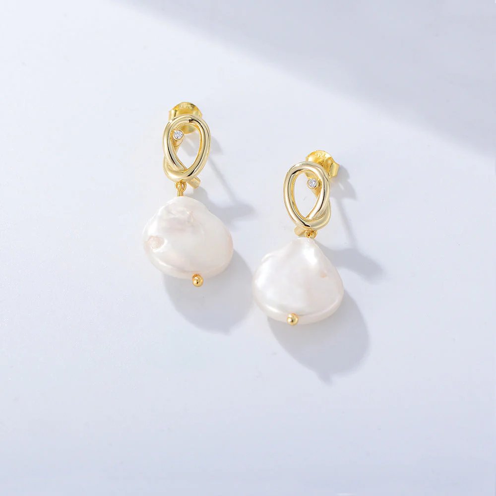 Baroque Pearl Flat Pearl Earrings