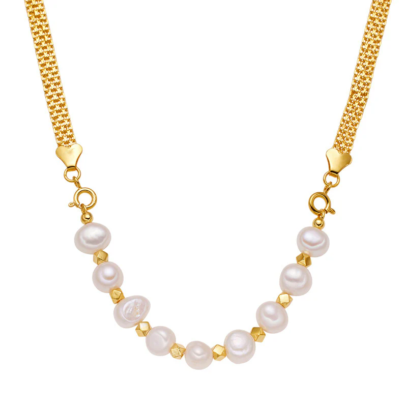 Two Wear Ways Wide Chain Baroque Pearl Necklace
