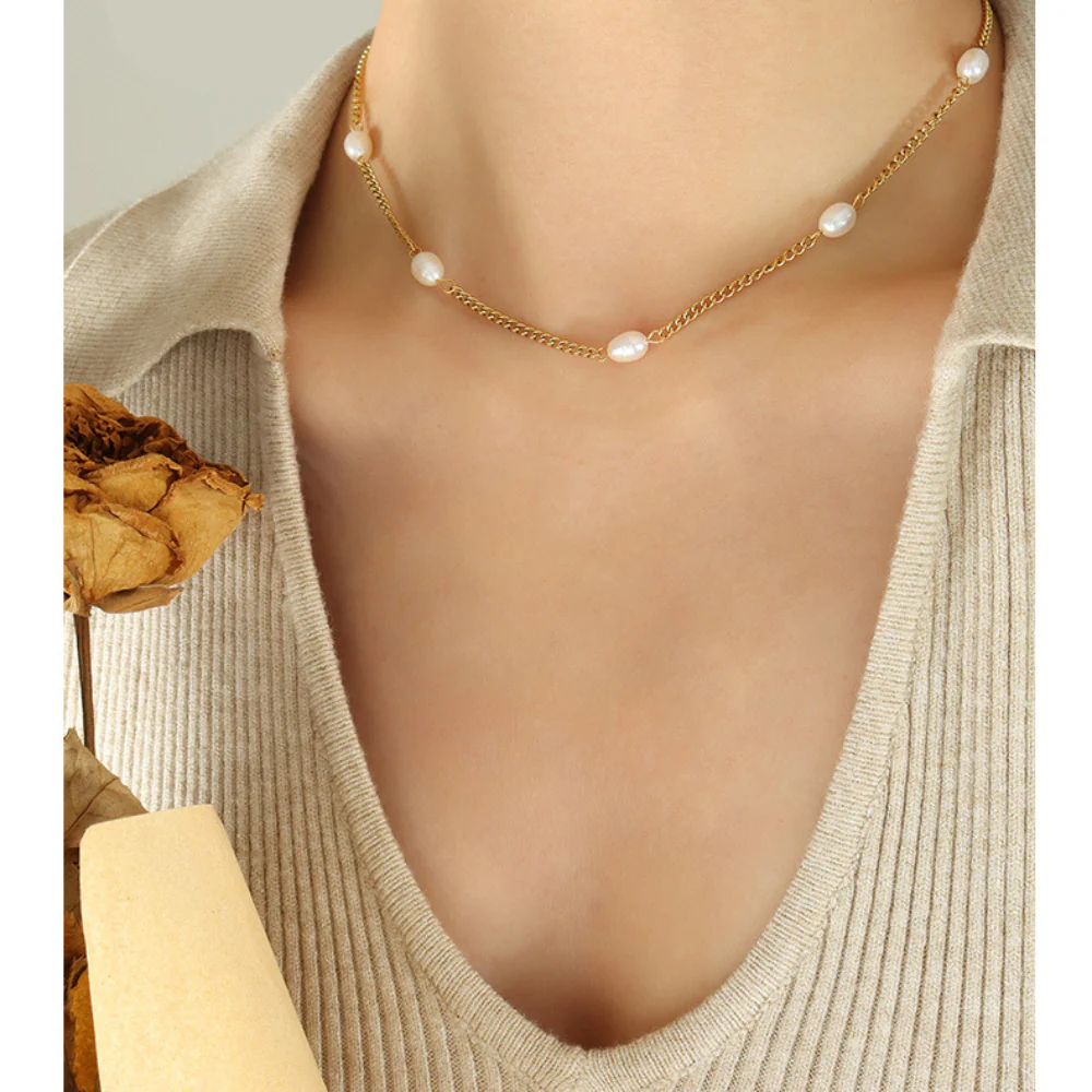 Freshwater Pearls Splicing O Chain Necklace