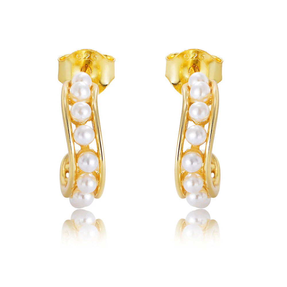 C-shape Cutout Pearl Earrings