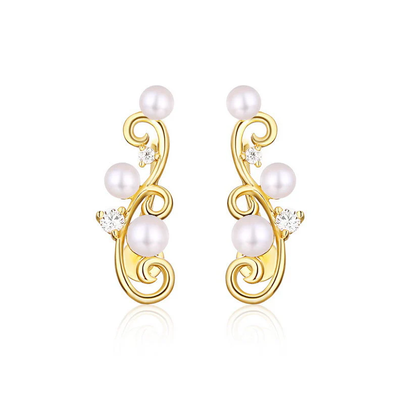 Non Piercing Pearl Climber Earrings
