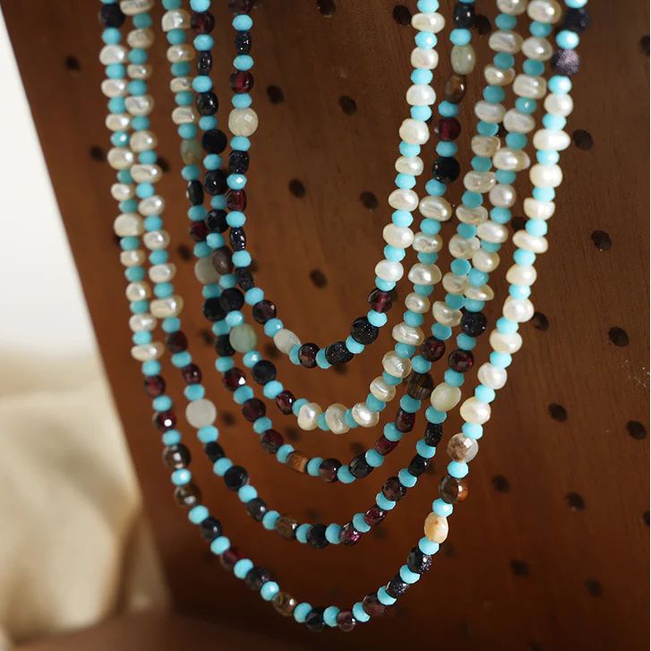 Natural Agate and Freshwater Pearl Necklace