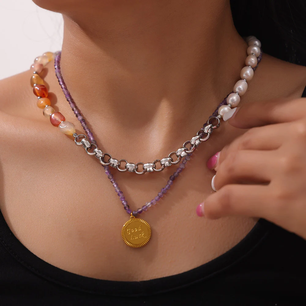 Chic Natural Stone Freshwater Pearl Necklace