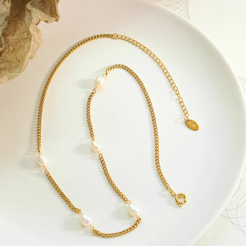 Freshwater Pearls Splicing O Chain Necklace
