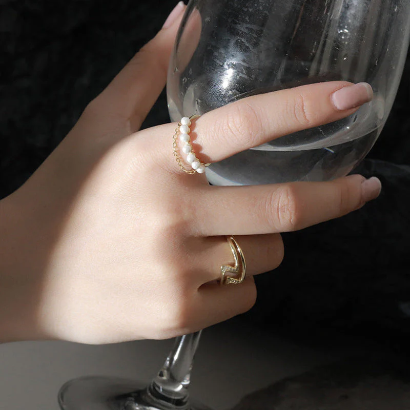 Pearls And Chain Pearl Ring
