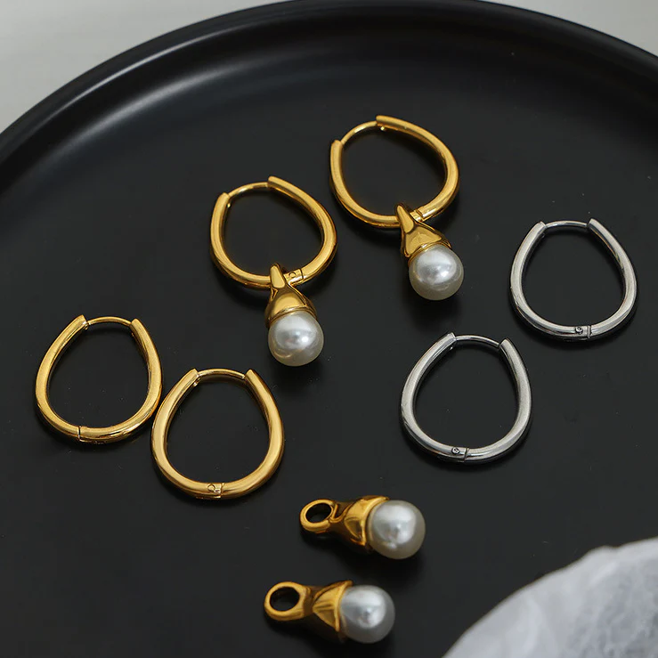 Two Wear Ways Hoop Dangle Pearl Earring