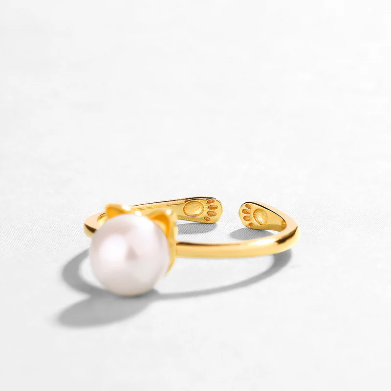 Cute Cat Pearl Ring