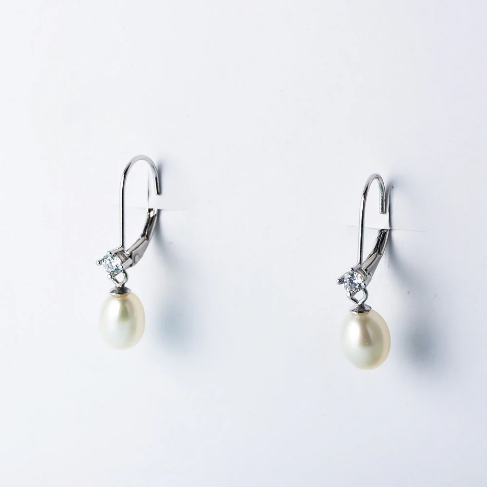 Oval Pearl Drop Earrings