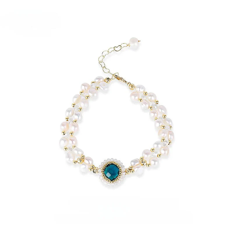 Pearl Choker Necklace Bracelet Set