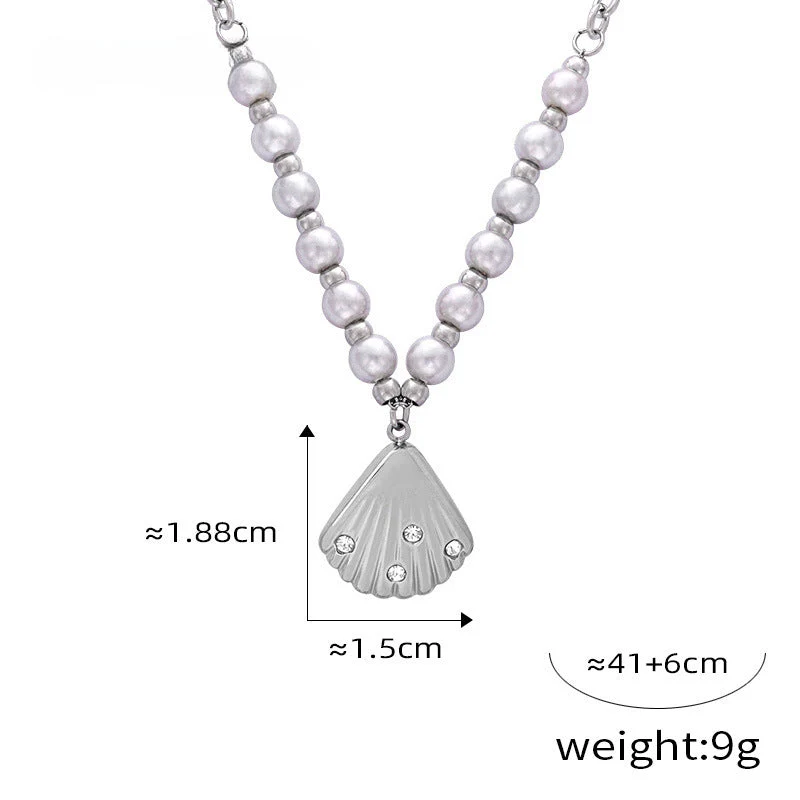 Influencer Statement Shell Pendant Necklace Earrings Set