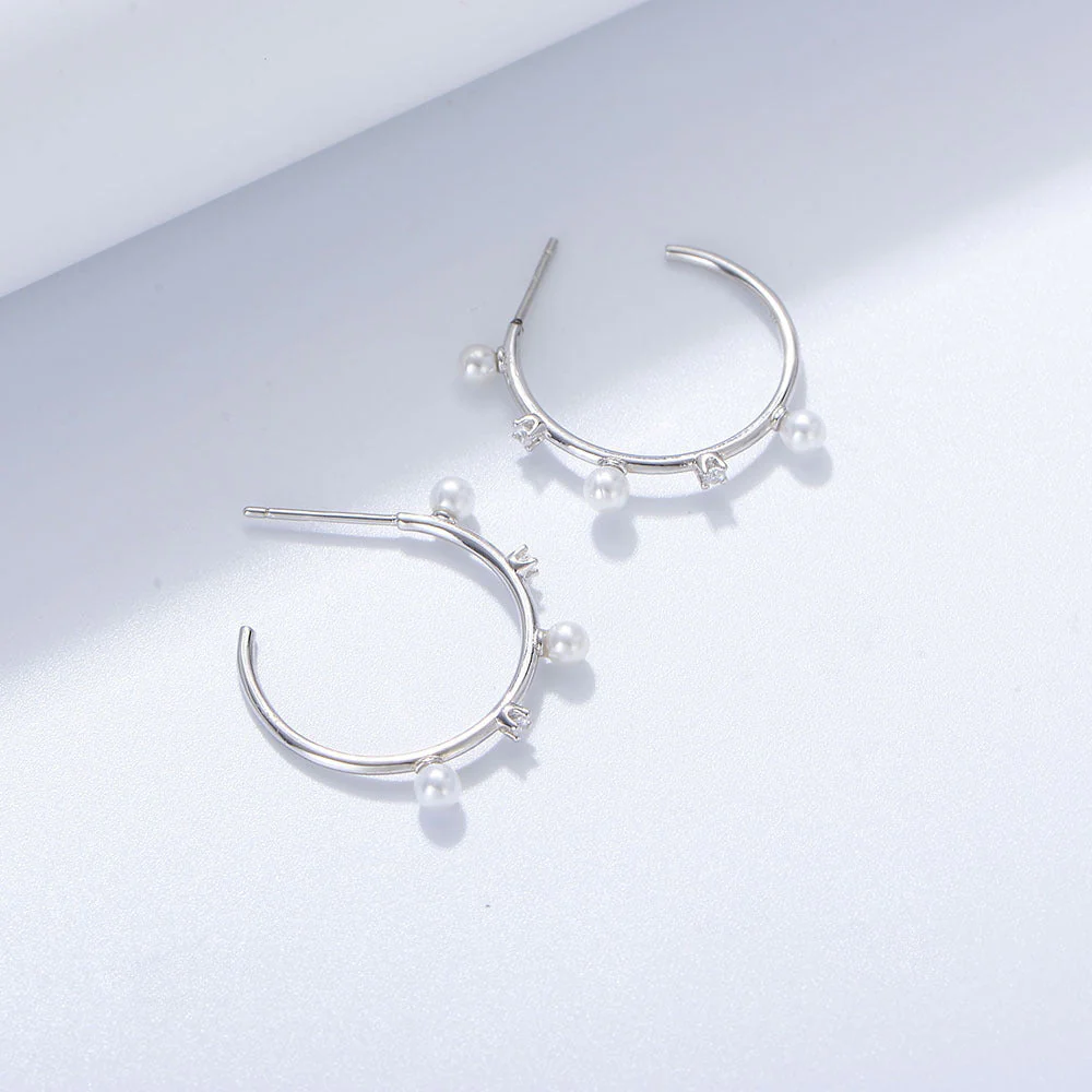 Unique Zircon Pearl Hoops Earring
