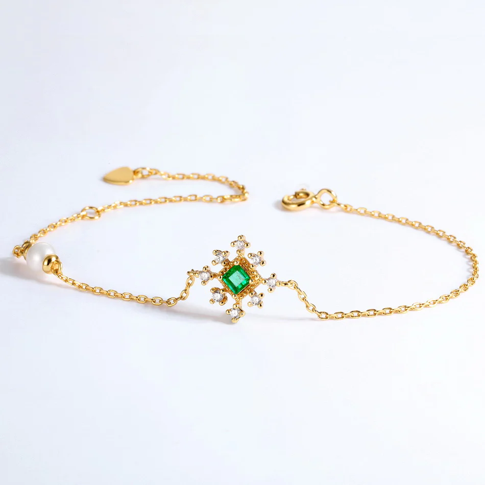 Emerald and Pearl Bracelet