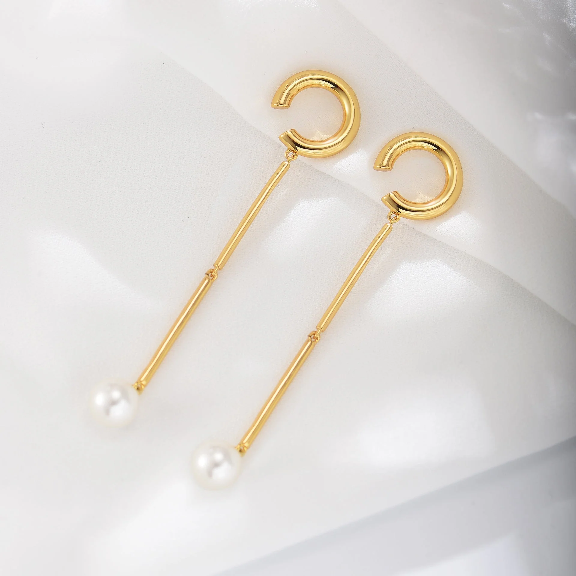 Long Drop Pearl Tassel Earrings