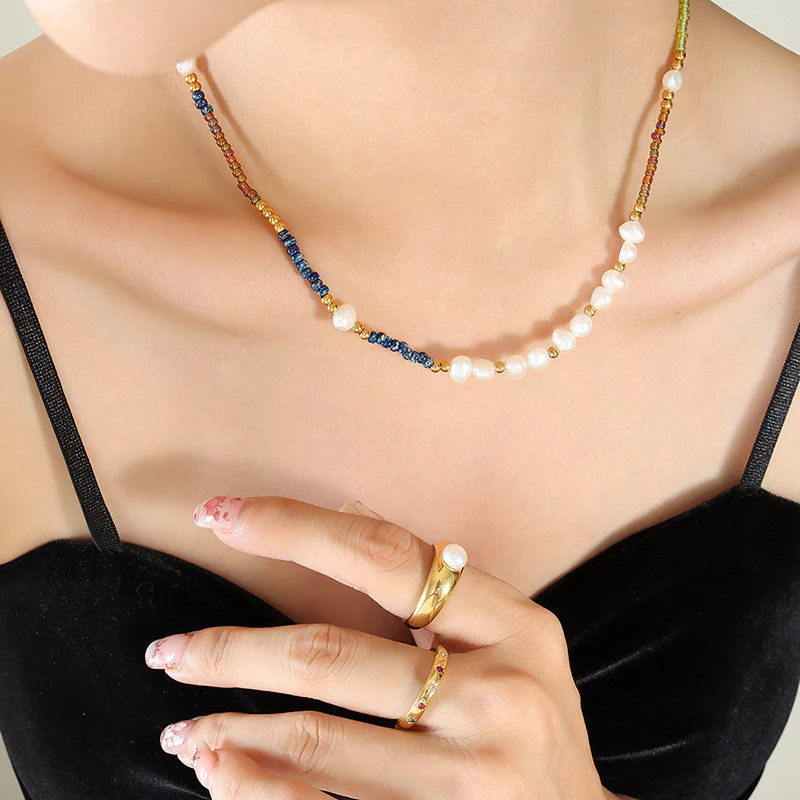 Freshwater Pearl And Glass Beads Bohemian Necklace