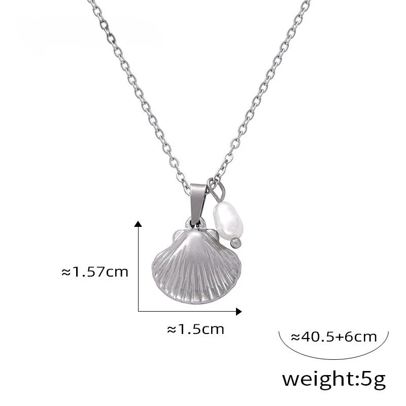Influencer Statement Shell Pendant Necklace Earrings Set