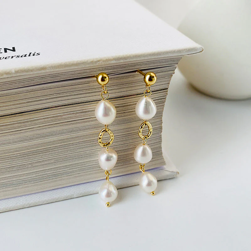 3 Pearl Drop Earrings